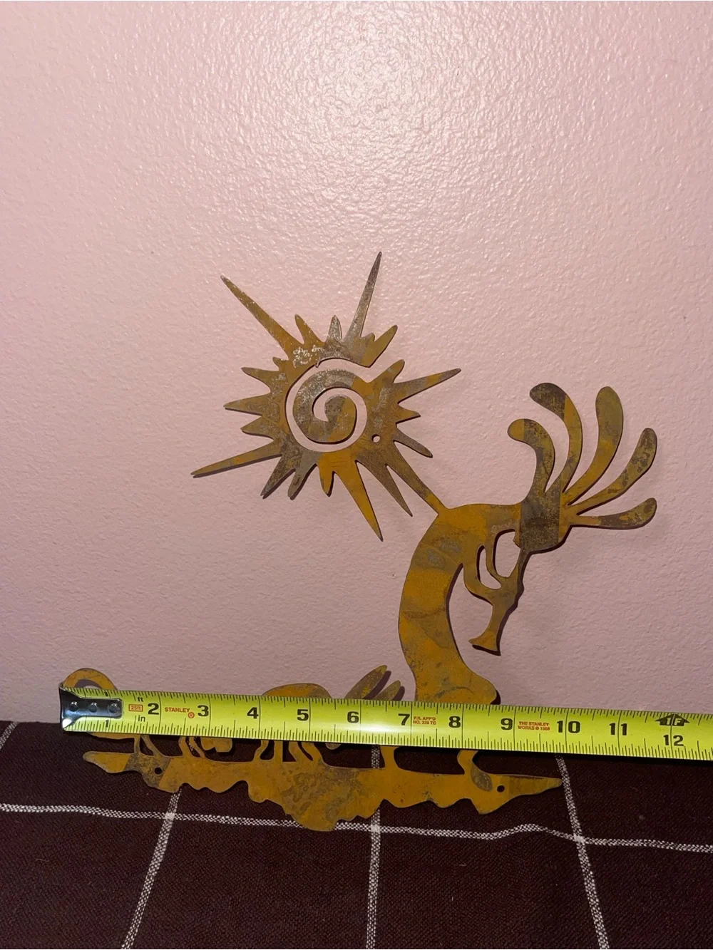 Kokopelli Flute Player and Sun Plasma Cut Metal Wall Art Interior/Exterior Patin
